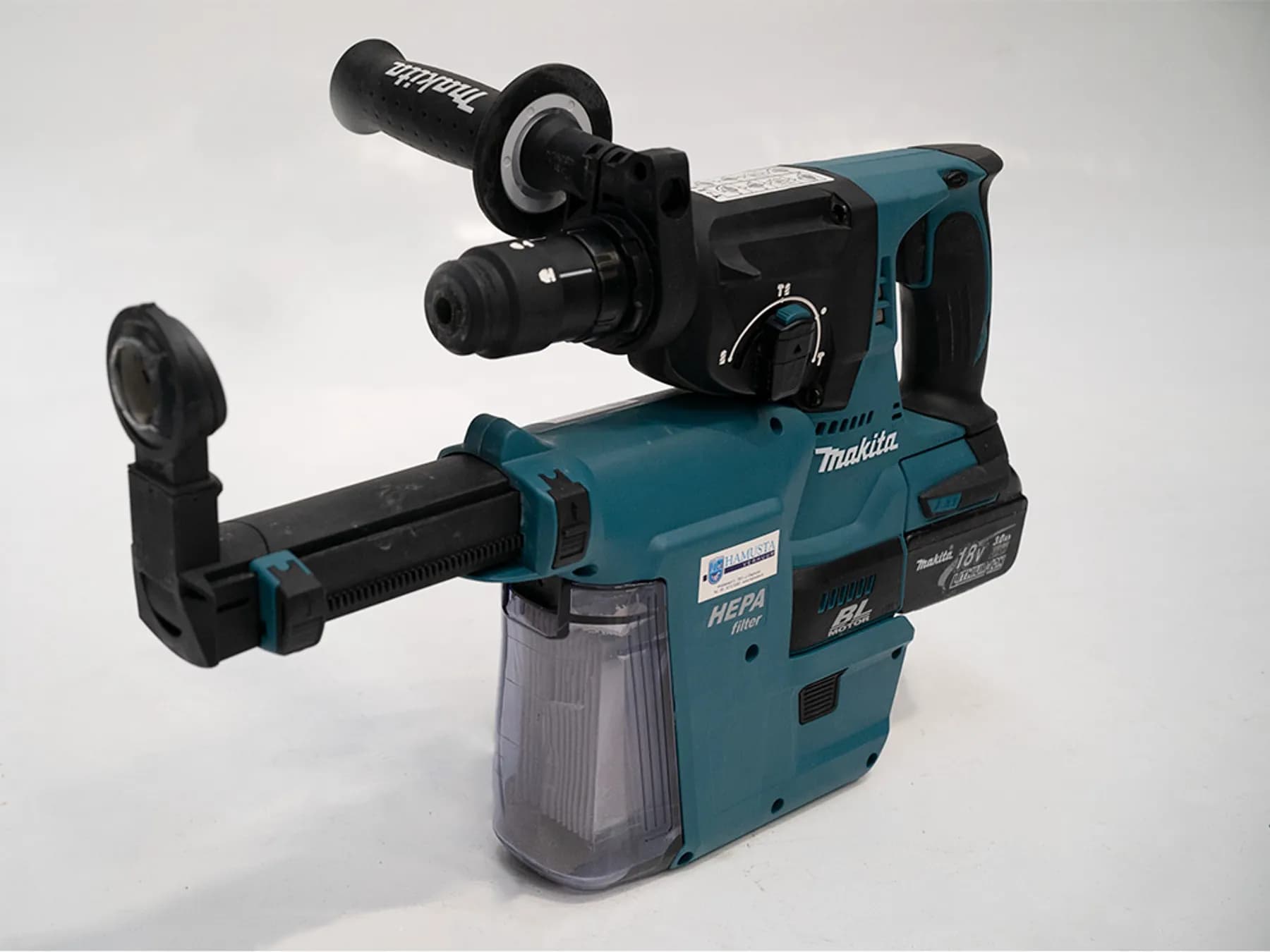 Accuklopboormachine met stofafzuiging